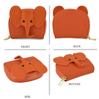 Genuine Leather Elephant RFID Zip Around Card Holder Wallet - Orange_8529491_4
