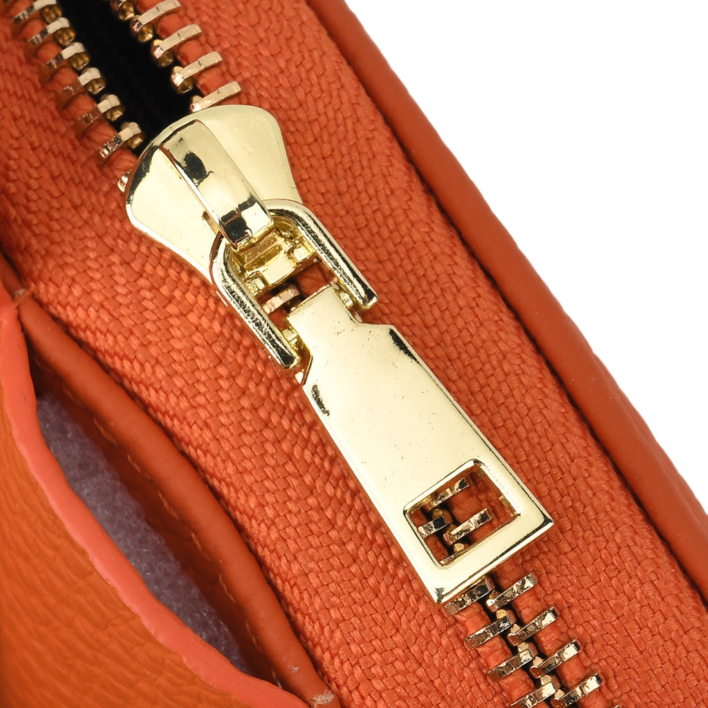 Genuine Leather Elephant RFID Zip Around Card Holder Wallet - Orange_8529491_6