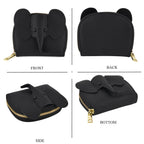 Genuine Leather Elephant RFID Zip Around Card Holder Wallet - Black_8529492_4