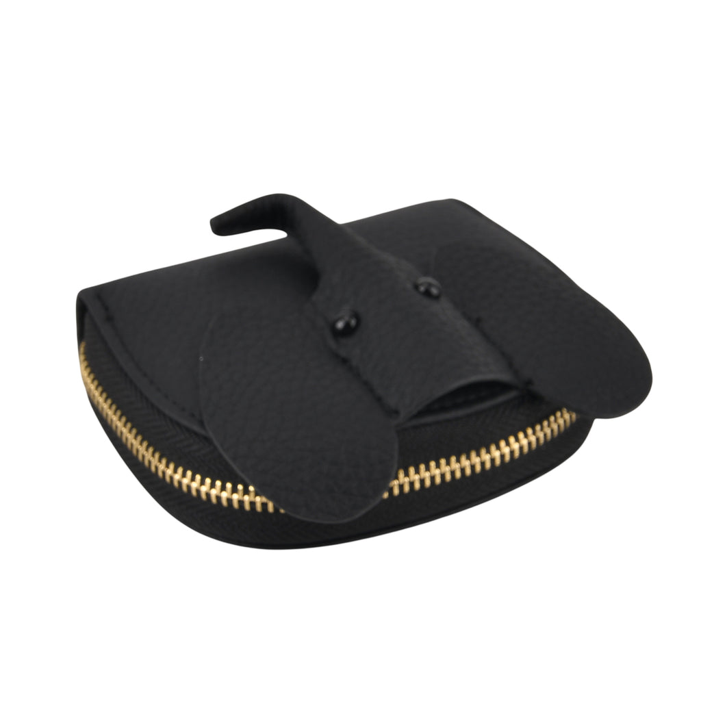 Genuine Leather Elephant RFID Zip Around Card Holder Wallet - Black_8529492_7