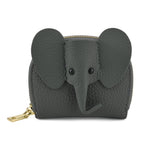 Genuine Leather Elephant RFID Zip Around Card Holder Wallet - Blue_8529493