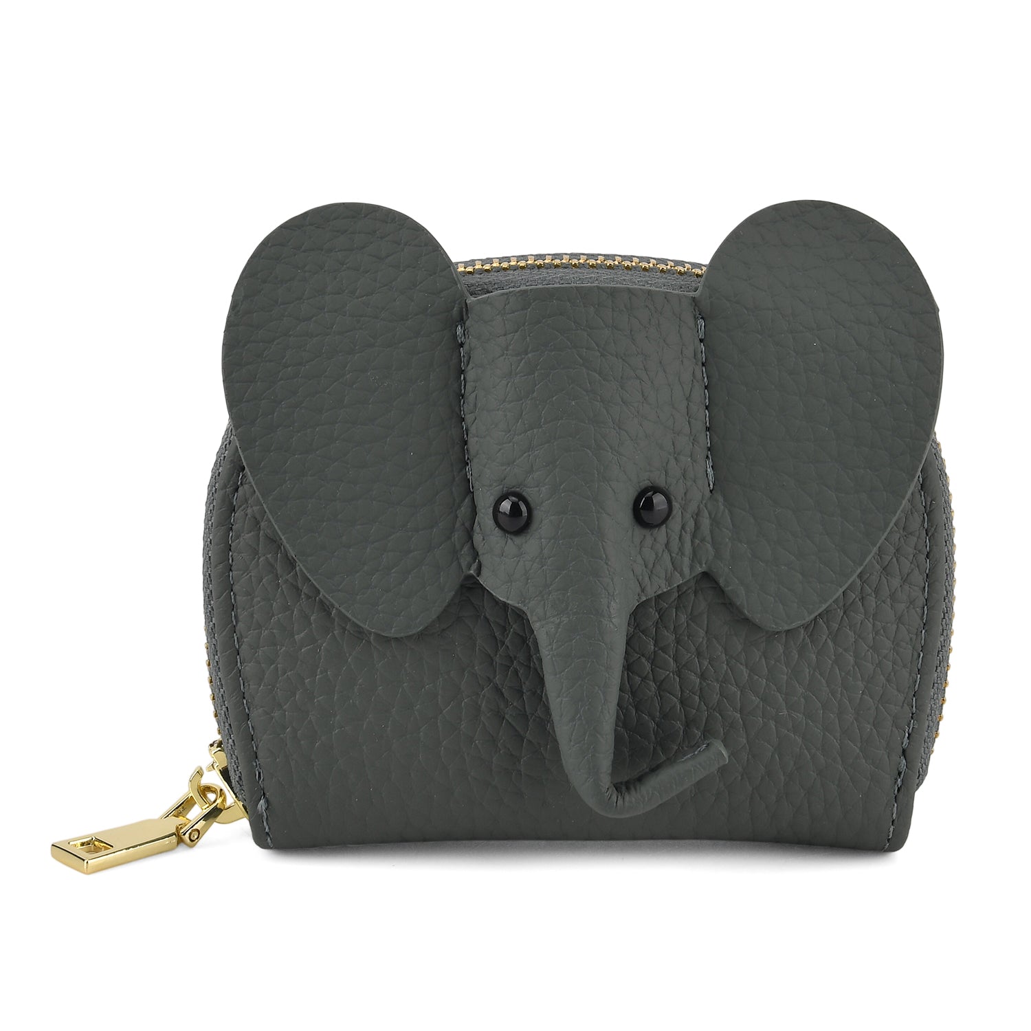 Genuine Leather Elephant RFID Zip Around Card Holder Wallet - Blue V32520236 0