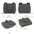 Genuine Leather Elephant RFID Zip Around Card Holder Wallet - Blue_8529493_4