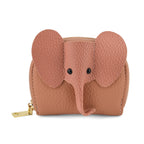 Genuine Leather Elephant RFID Zip Around Card Holder Wallet - Pink_8529500