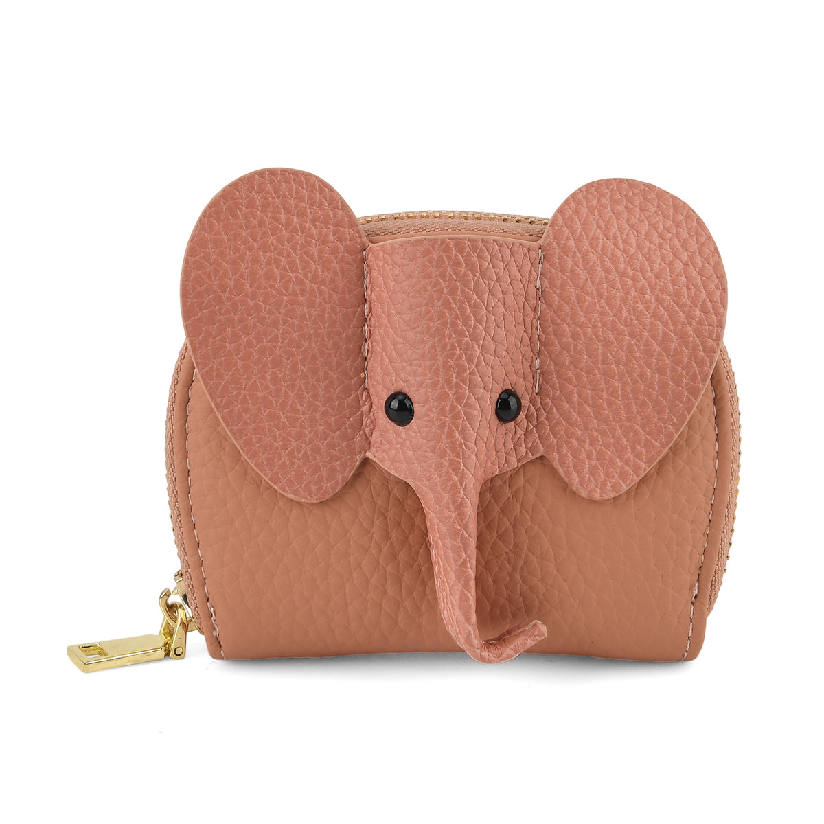 Genuine Leather Elephant RFID Zip Around Card Holder Wallet - Pink V32521270 0