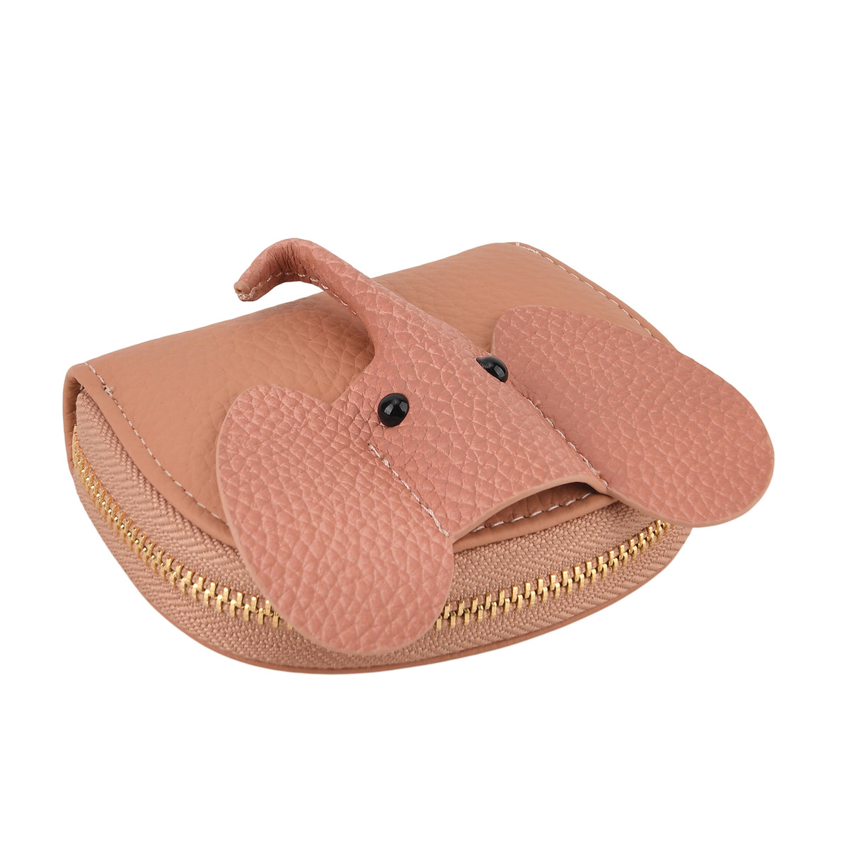 Genuine Leather Elephant RFID Zip Around Card Holder Wallet - Pink V32521270 8