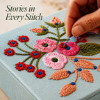 LIVMORE Embroidery Jewellery Box (Size 20x20x1 cm) - Turquoise_8529501_3