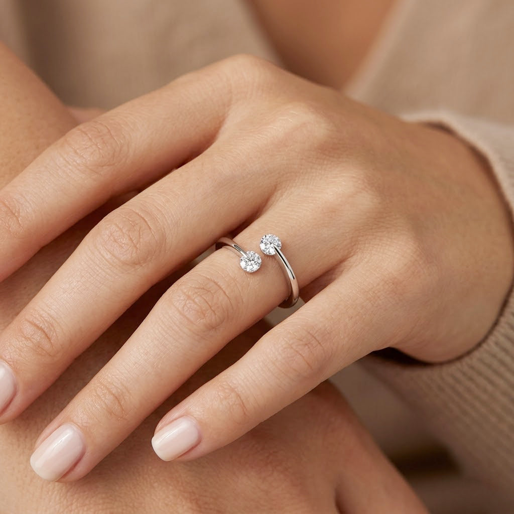 Luxuriant - Lab Grown Diamond (SI/G-H) Bypass Ring in Rhodium Overlay Sterling Silver 0.50 Ct. 8529508 2