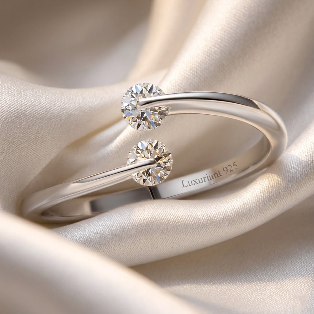 Luxuriant - Lab Grown Diamond (SI/G-H) Bypass Ring in Rhodium Overlay Sterling Silver 0.50 Ct._8529508_2
