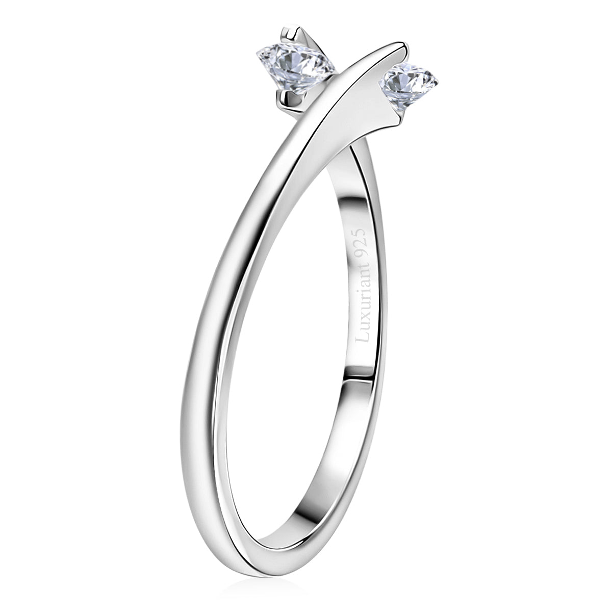 Luxuriant - Lab Grown Diamond (SI/G-H) Bypass Ring in Rhodium Overlay Sterling Silver 0.50 Ct. 8529508 4
