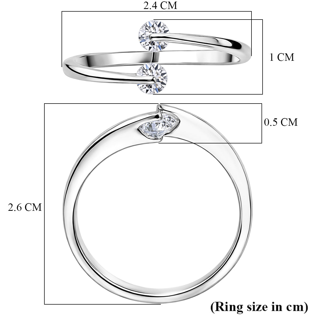 Luxuriant - Lab Grown Diamond (SI/G-H) Bypass Ring in Rhodium Overlay Sterling Silver 0.50 Ct. 8529508 6