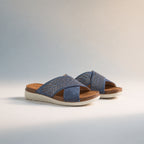 Shoetree Comfort Wisteria Ladies Lightweight Cross Over Mule With Diamante Trim And  Flexible Outsole (Size 5) - Navy_8530106