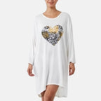 QED London Animal Heart Loose Fittunic Top (Size M/L, 16 to 22) - Ivory_8530186