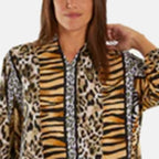 QED London Combined Animal Prints Loose Fit Shirt (Size 16 to 22) - Brown_8530188_2