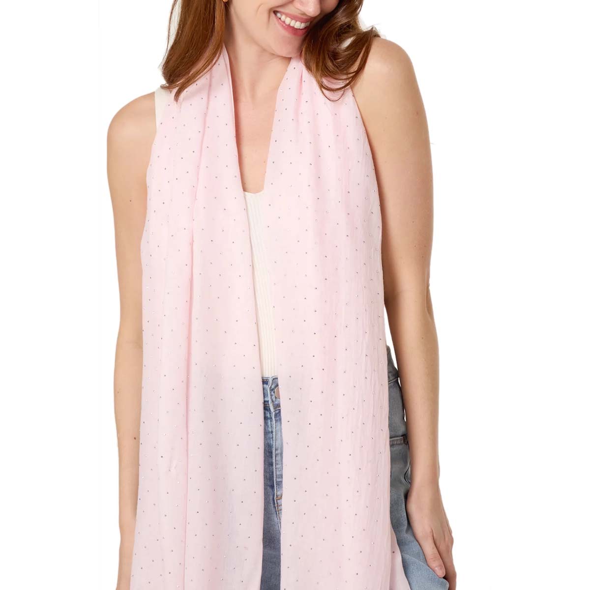 QED London Embellished Light Scarf - Pink V32535443 1