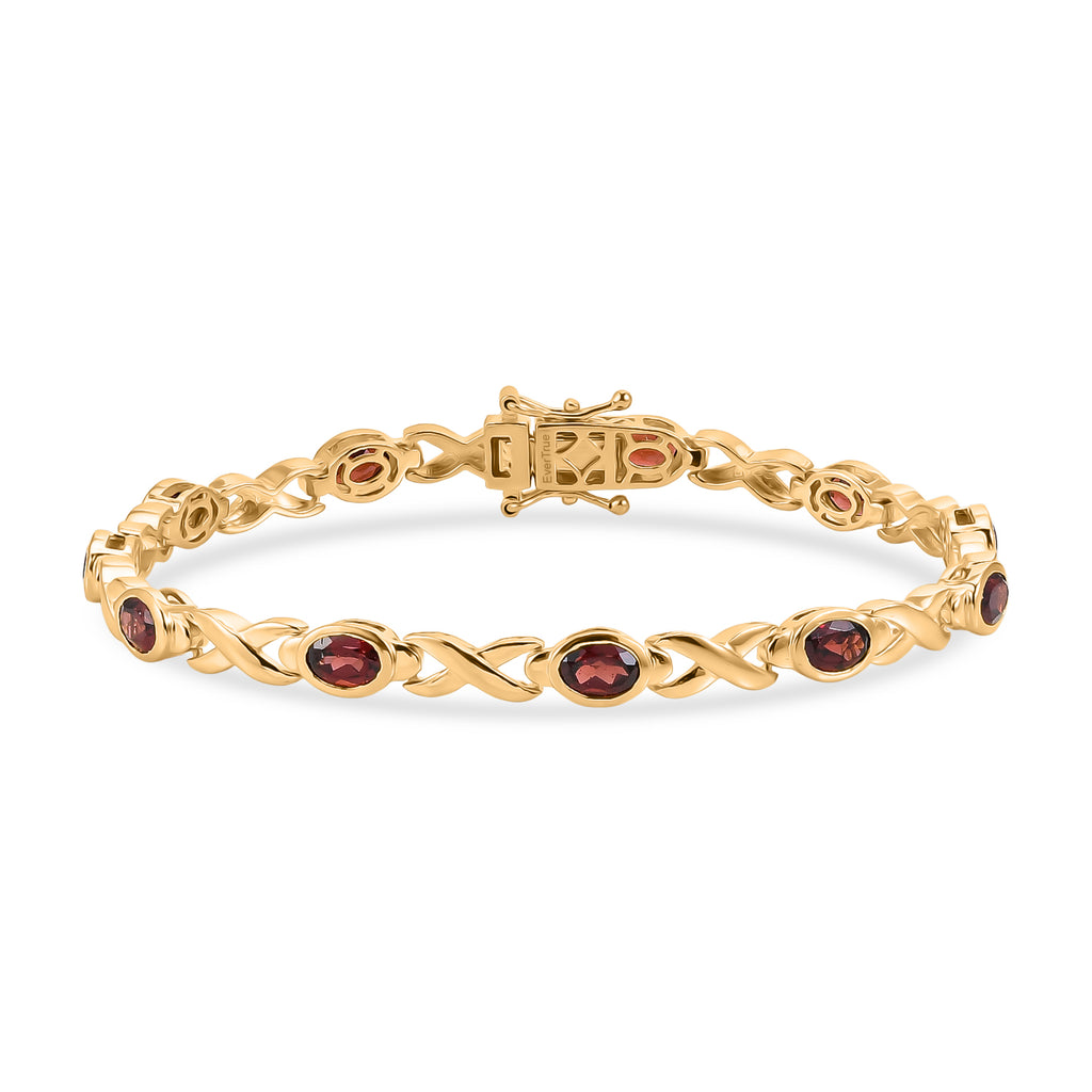 Red Garnet Infinity Link Bracelet (Size - 8) with GB Lock Box in Yellow Gold Tone 6.25 Ct._8530268