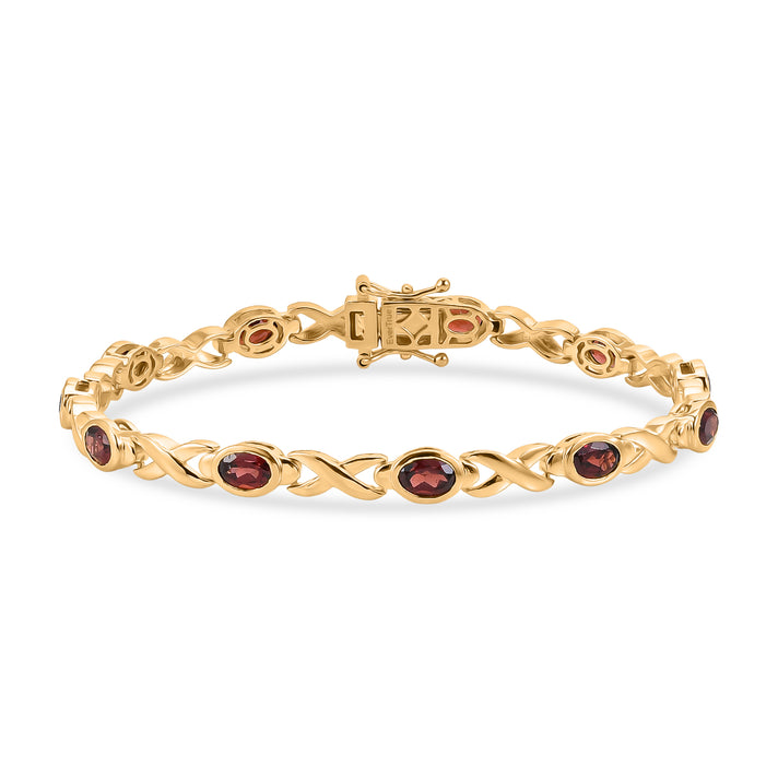 Red Garnet Infinity Link Bracelet (Size - 8) with GB Lock Box in Yellow Gold Tone 6.25 Ct. V32718998 1