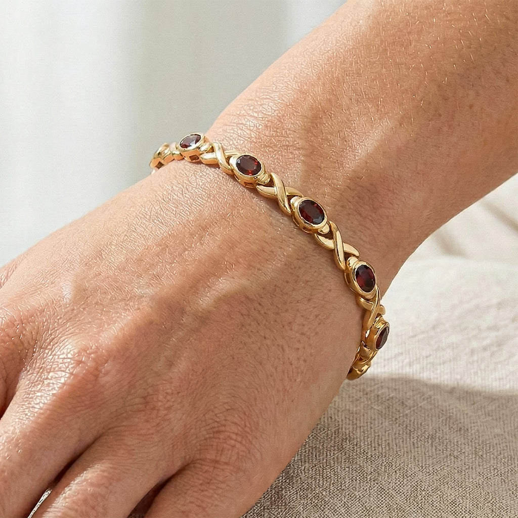 Red Garnet Infinity Link Bracelet (Size - 8) with GB Lock Box in Yellow Gold Tone 6.25 Ct._8530268_1