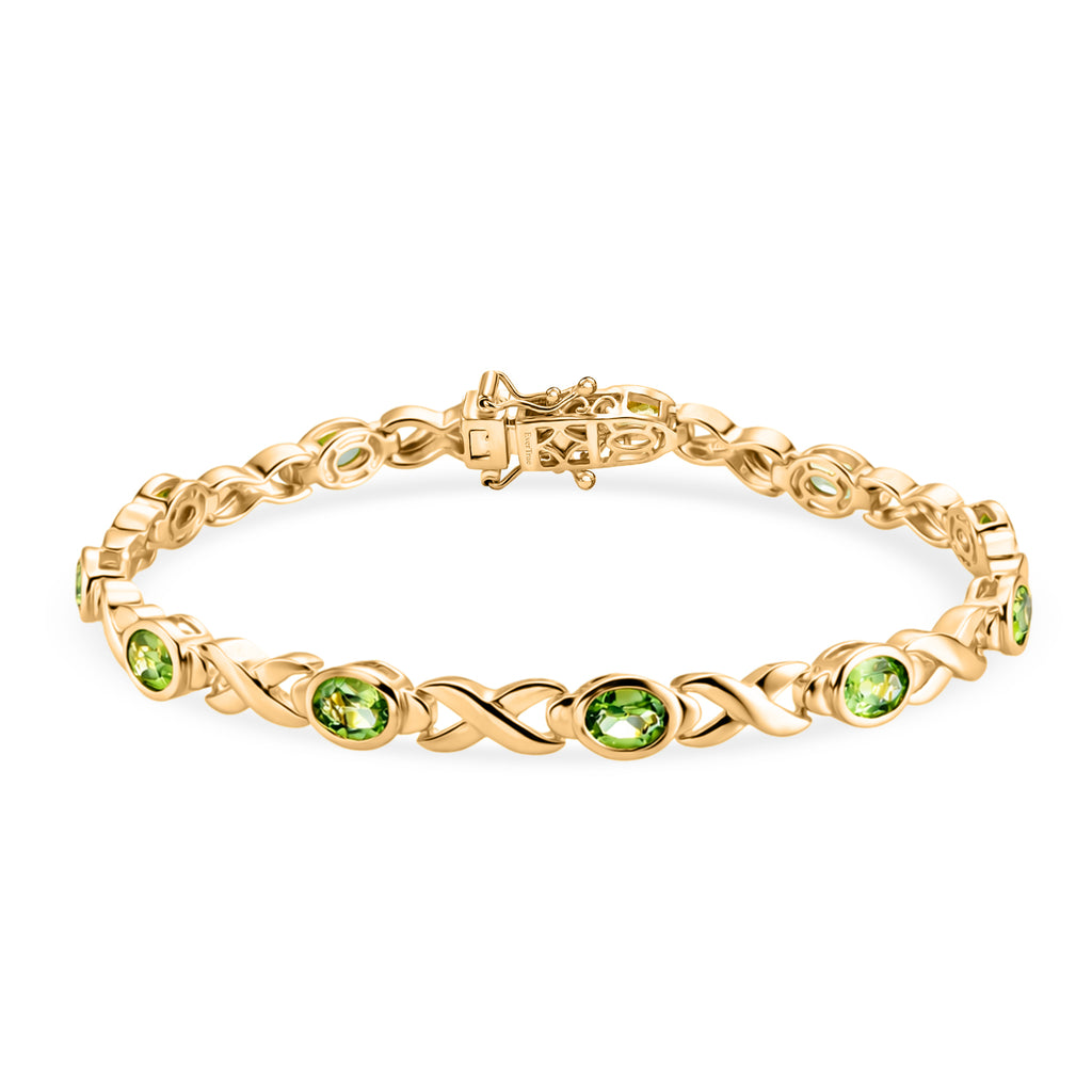EverTrue Peridot Bracelet (Size - 8) with GB Lock Box in Yellow Gold Tone 5.40 Ct._8530344
