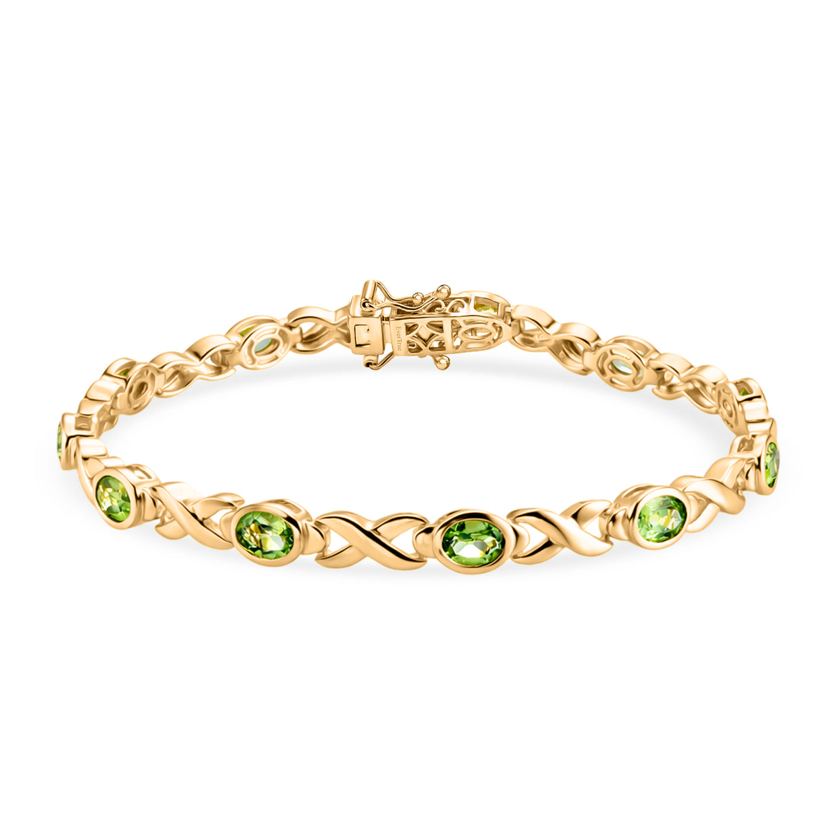 EverTrue - Natural Hebei Peridot Infinity Link Bracelet (Size - 8) with GB Lock Box in Yellow Gold Tone 5.40 Ct. V32592220 0