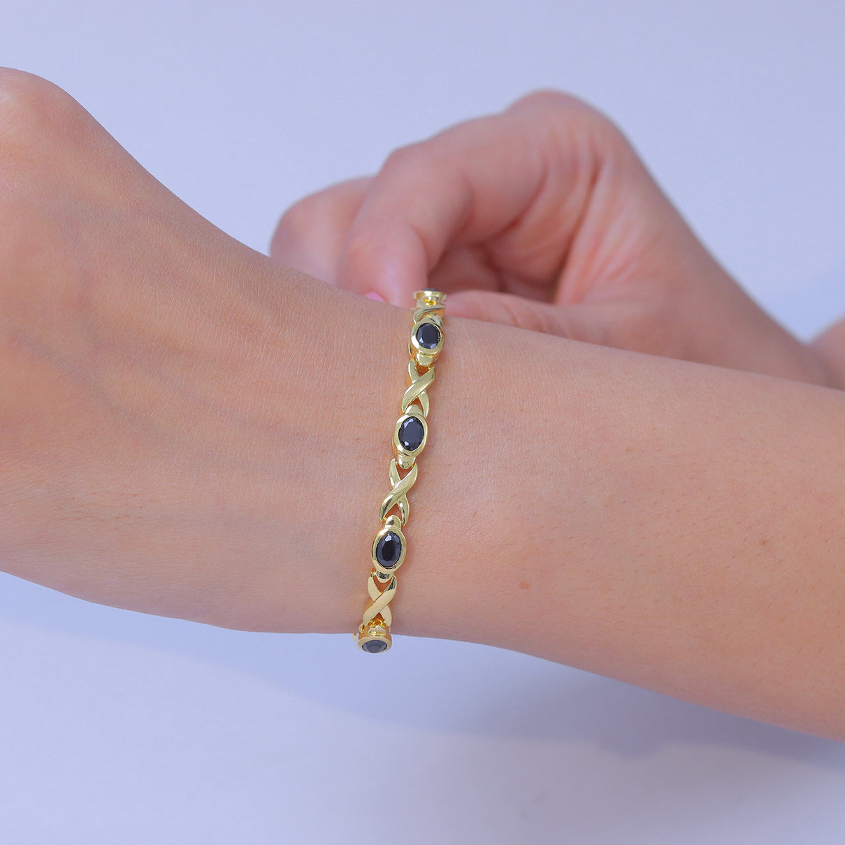 Black Spinel Bracelet (Size - 8) with GB Lock Box in Yellow Gold Tone 6.60 Ct. V32536638 2