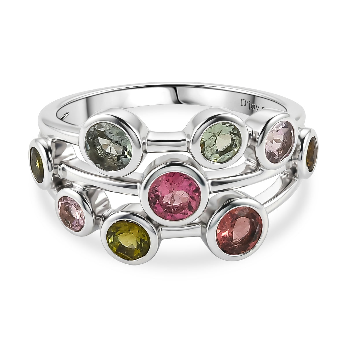 LIVE FROM BRAZIL SPECIAL - Multi-Tourmaline Bubble Ring in Rhodium Overlay Sterling Silver 1.73 Ct. V32516240 0