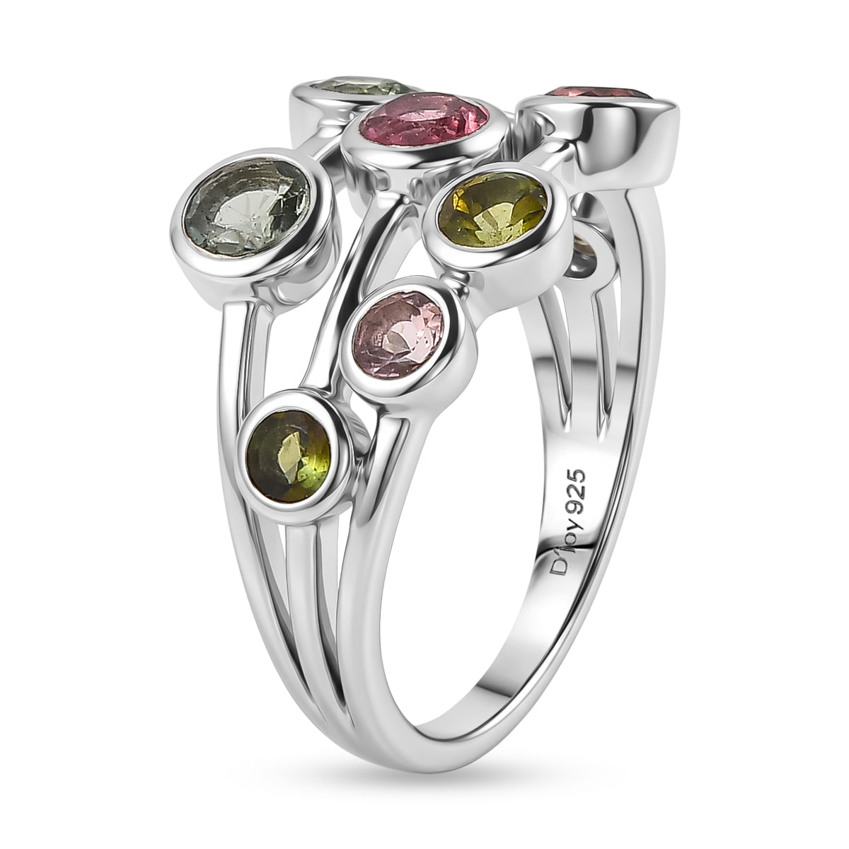 LIVE FROM BRAZIL SPECIAL - Multi-Tourmaline Bubble Ring in Rhodium Overlay Sterling Silver 1.73 Ct. V32516240 4