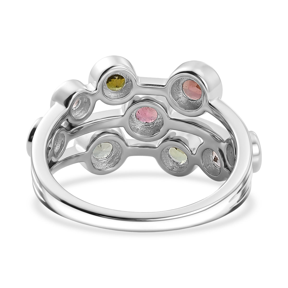 LIVE FROM BRAZIL SPECIAL - Multi-Tourmaline Bubble Ring in Rhodium Overlay Sterling Silver 1.73 Ct. V32516240 5