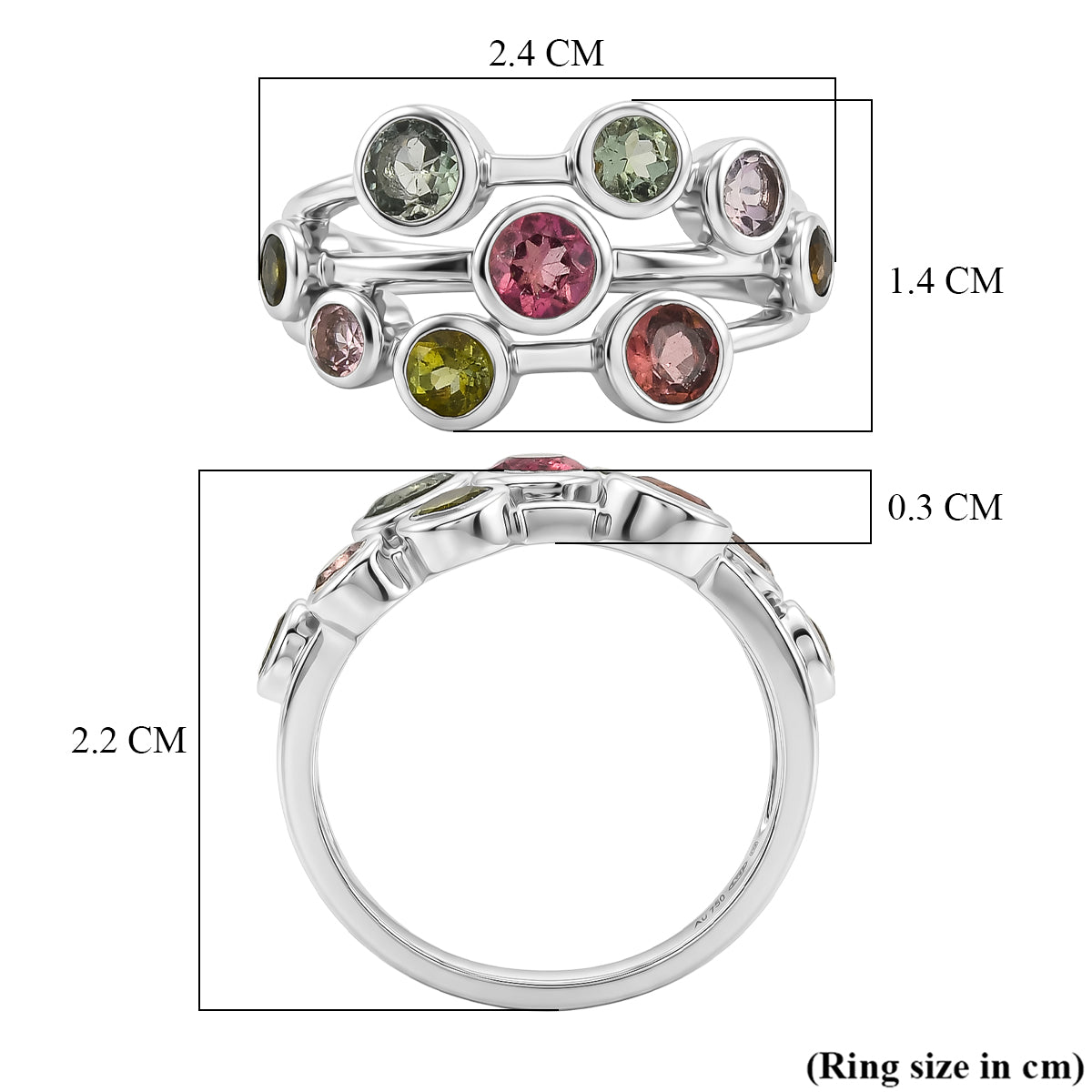 LIVE FROM BRAZIL SPECIAL - Multi-Tourmaline Bubble Ring in Rhodium Overlay Sterling Silver 1.73 Ct. V32516240 6