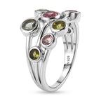 D'Joy - Multi-Tourmaline Cluster Ring in Rhodium Overlay Sterling Silver 1.73 Ct._8531374_3