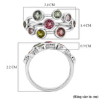 D'Joy - Multi-Tourmaline Cluster Ring in Rhodium Overlay Sterling Silver 1.73 Ct._8531374_5