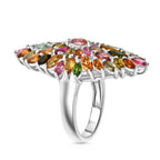 D'Joy Multi-Tourmaline Floral Cluster Ring in Rhodium Overlay Sterling Silver 4.28 Ct._8531440_3