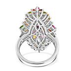 D'Joy Multi-Tourmaline Floral Cluster Ring in Rhodium Overlay Sterling Silver 4.28 Ct._8531440_4