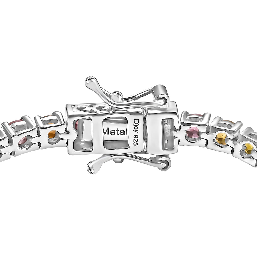 D'Joy - Multi-Tourmaline Tennis Bracelet (Size - 7) with GB Lock Box in Rhodium Overlay Sterling Silver 6.33 Ct, Silver Wt. 10.15 Gms_8531448_3