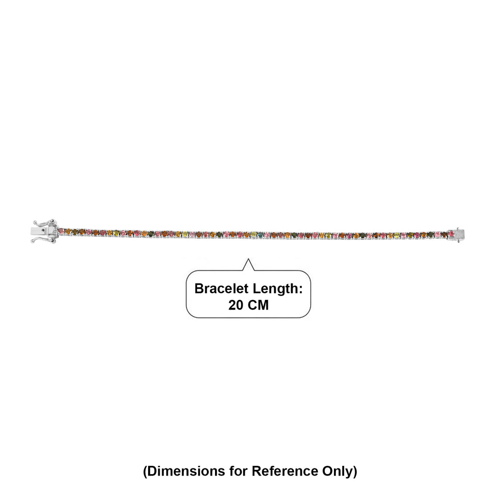 D'Joy - Multi-Tourmaline Tennis Bracelet (Size - 7) with GB Lock Box in Rhodium Overlay Sterling Silver 6.33 Ct, Silver Wt. 10.15 Gms_8531448_4