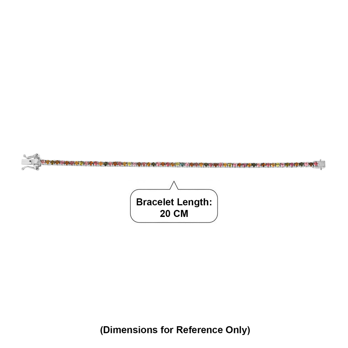 Multi-Tourmaline Tennis Bracelet (Size - 7) with GB Lock Box in Rhodium Overlay Sterling Silver 6.33 Ct, Silver Wt. 10.15 Gms 8531448 5