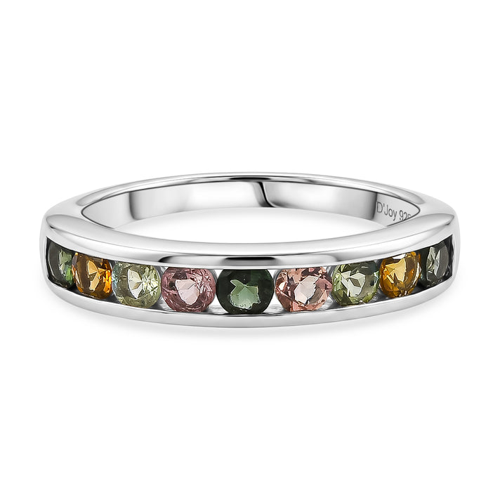 D'Joy - Multi-Tourmaline Half Eternity Band Ring in Platinum Overlay Sterling Silver 1.00 Ct. 8531550 1