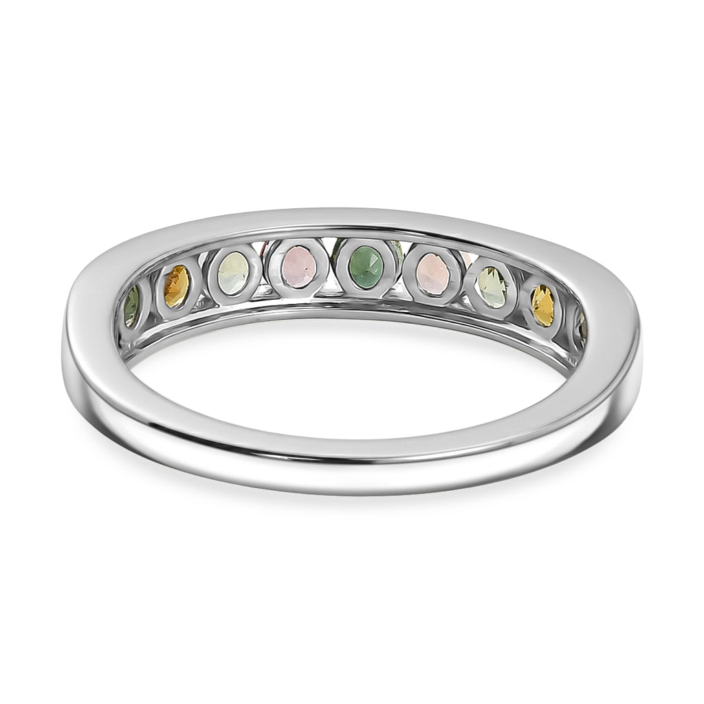 D'Joy - Multi-Tourmaline Half Eternity Band Ring in Platinum Overlay Sterling Silver 1.00 Ct._8531551_4