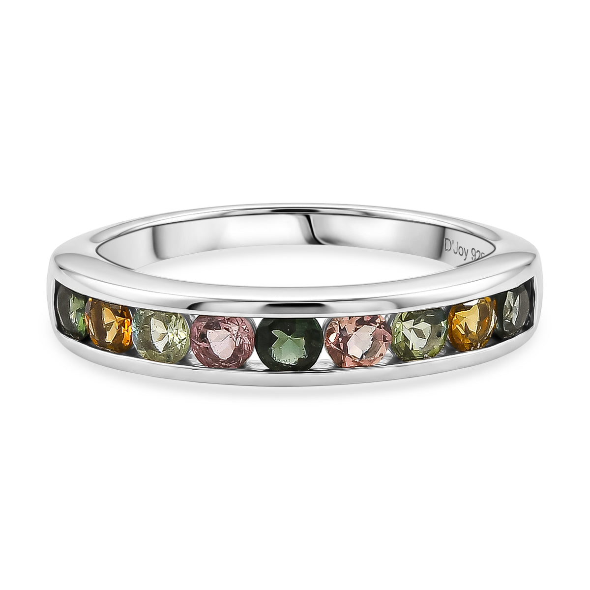 D'Joy - Multi-Tourmaline Half Eternity Band Ring in Platinum Overlay Sterling Silver 1.00 Ct. V32513485 0