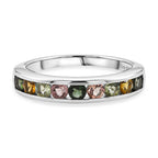 D'Joy - Multi-Tourmaline Half Eternity Band Ring in Platinum Overlay Sterling Silver 1.00 Ct._8531553