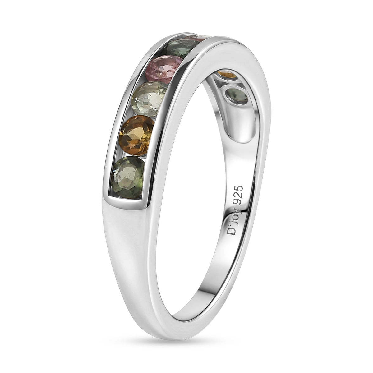 D'Joy - Multi-Tourmaline Half Eternity Band Ring in Platinum Overlay Sterling Silver 1.00 Ct. V32513485 4