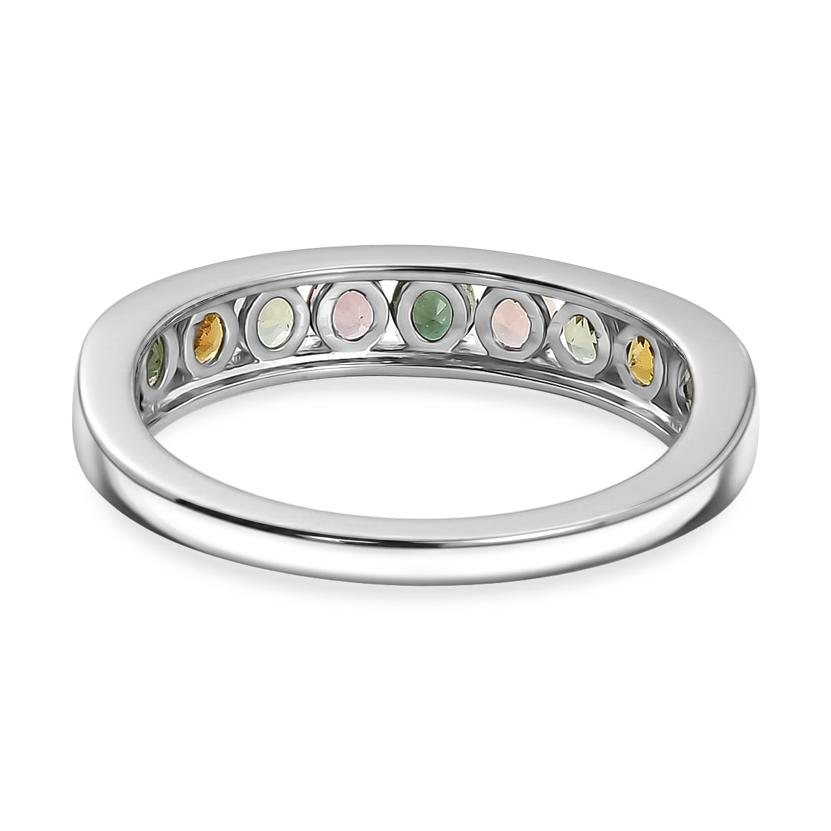 D'Joy - Multi-Tourmaline Half Eternity Band Ring in Platinum Overlay Sterling Silver 1.00 Ct. V32513485 5