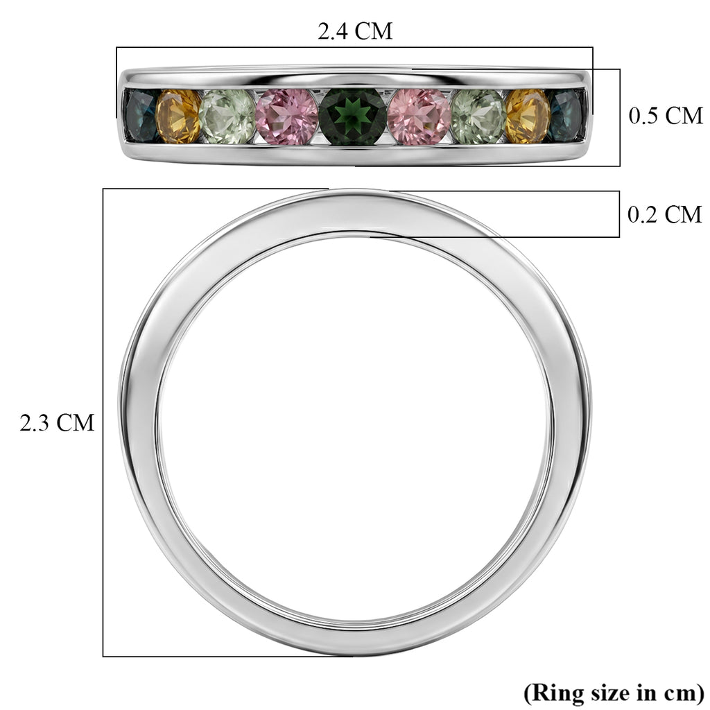 D'Joy - Multi-Tourmaline Half Eternity Band Ring in Platinum Overlay Sterling Silver 1.00 Ct._8531553_5