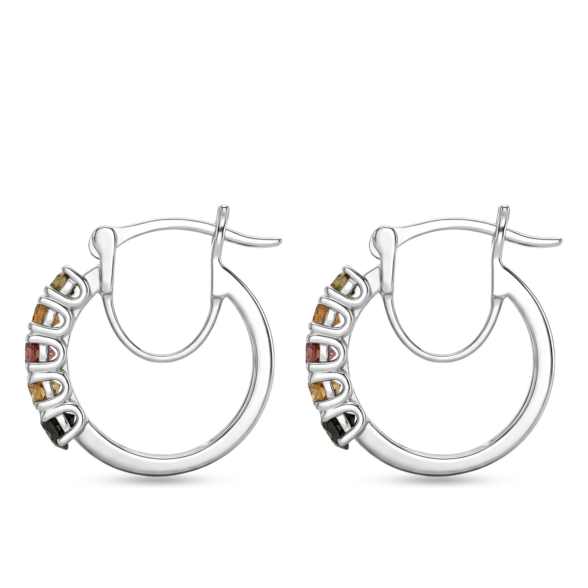 D'Joy - Multi-Tourmaline Earring with Clasp in Platinum Overlay Sterling Silver 1.15 Ct. V32667986 4