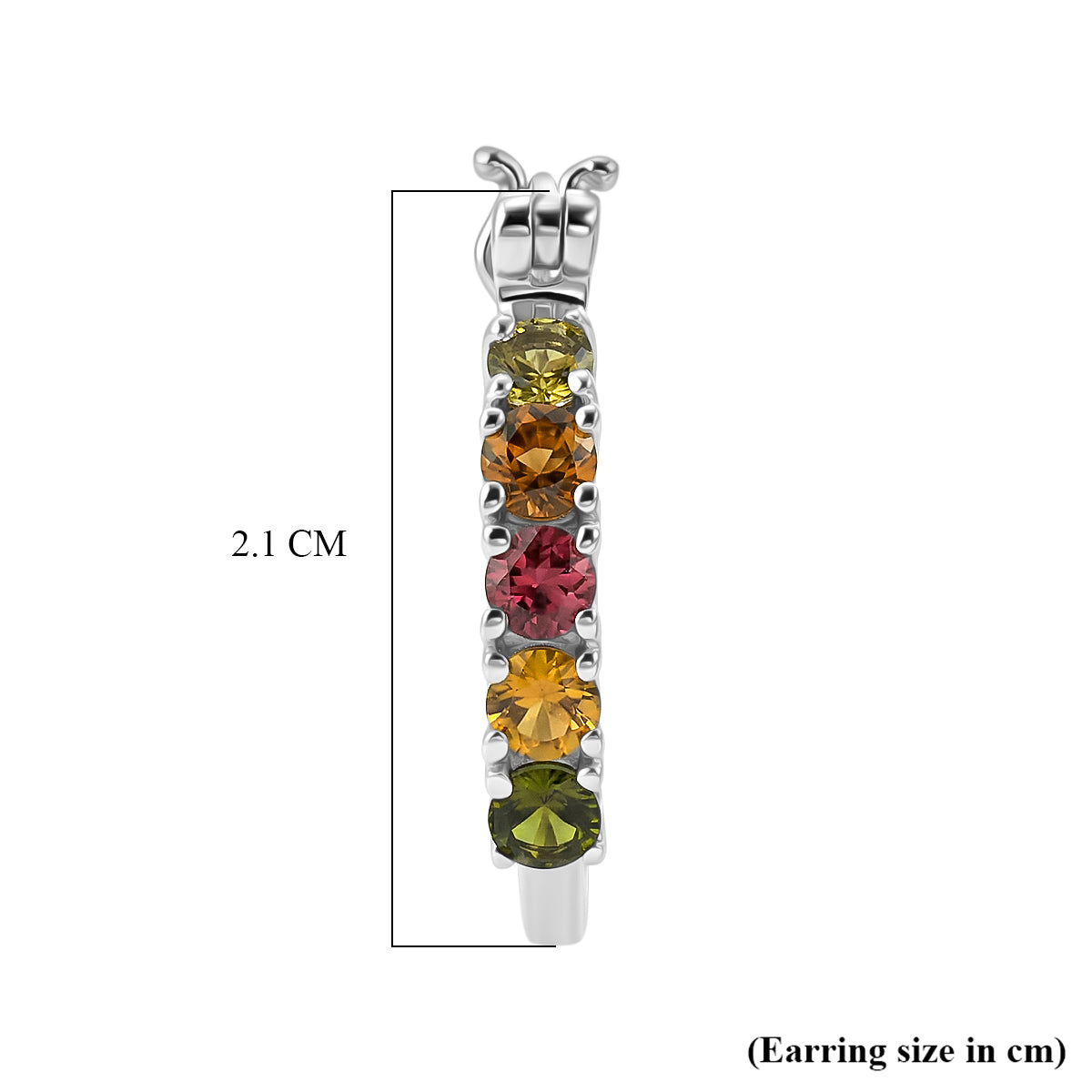D'Joy - Multi-Tourmaline Earring with Clasp in Platinum Overlay Sterling Silver 1.15 Ct. V32667986 5