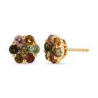 D'Joy - Multi-Tourmaline Floral Earring with Push Post in Yellow Gold Plated Sterling Silver 1.75 Ct._8531565