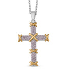 Pink Cubic Zirconia Criss Cross Pendant with Chain (Size - 20+2 Inch Ext)_8531615