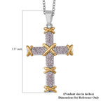 Pink Cubic Zirconia Criss Cross Pendant with Chain (Size - 20+2 Inch Ext)_8531615_6