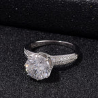 D'Joy GRA Certified Moissanite (VVS-D) Solitaire Ring in Rhodium Overlay Sterling Silver 3.00 Ct._8531779_2