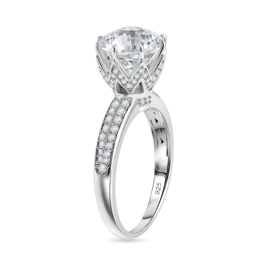 D'Joy GRA Certified Moissanite (VVS-D) Solitaire Ring in Rhodium Overlay Sterling Silver 3.00 Ct._8531779_3